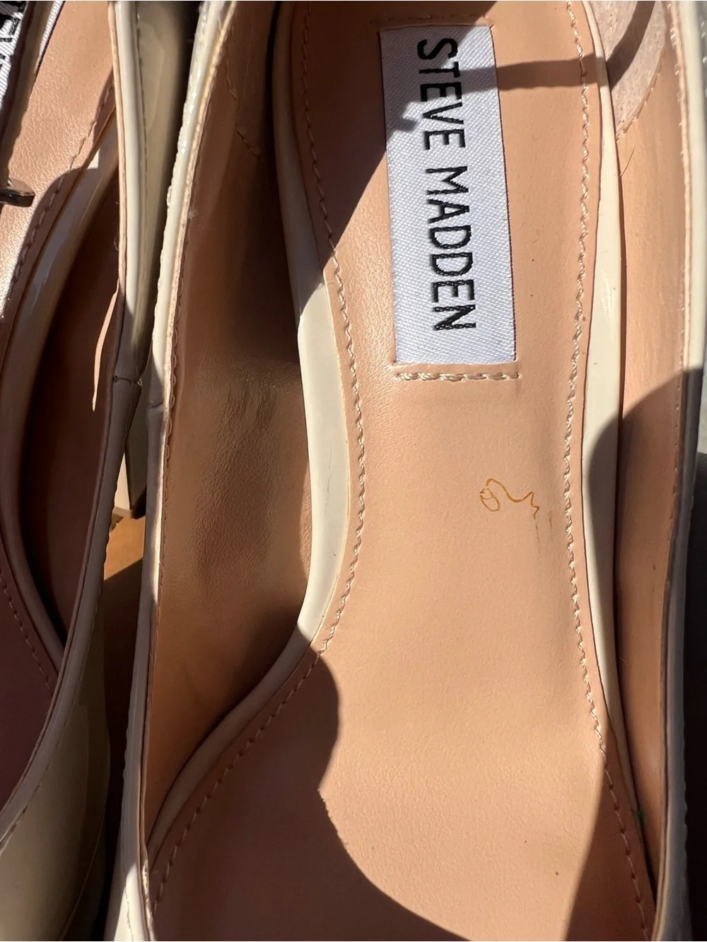 Skyrise bone patent platform Steve Madden heels